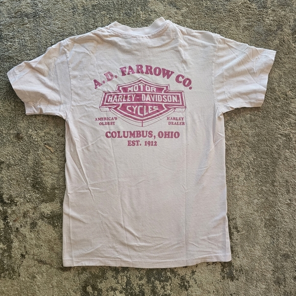 VINTAGE SUPER RARE HARLEY DAVIDSON PINK UNICORN HORSE SHIRT COLUMBUS OHIO SMALL - Picture 3 of 3